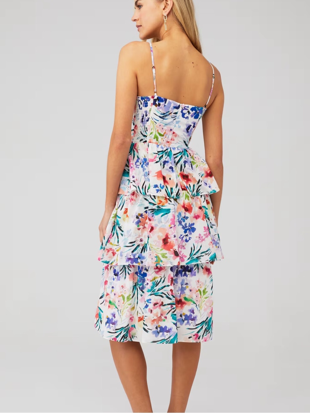 Amanda Uprichard Rosalia Sundress Tiered Ruffles Slit Medium Naples Floral $260 - Picture 3 of 9
